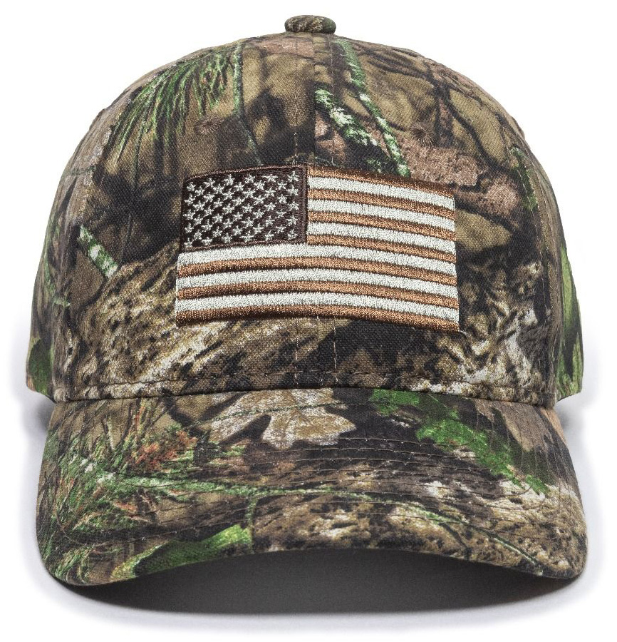 Outdoor Cap 20272213 USA FlagMossy Oak Break-Up Country Hook & Loop OSFA Unstructured