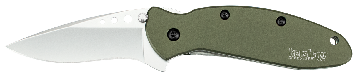 Kershaw 1620OL Scallion2.40" Folding Drop Point Plain Bead Blasted 420HC SS Blade Olive Drab Anodized Aluminum Handle Includes Pocket Clip