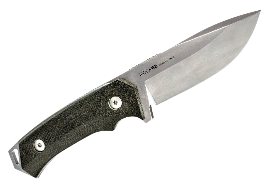 Woox BUKNF00107 Rock 624.25" Fixed Plain Stonewash Sleipner Steel Blade Gray Micarta Handle