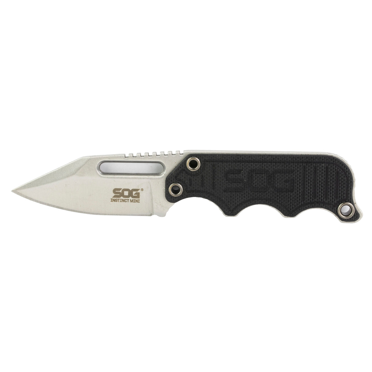 S.O.G SOGNB1002CP Instinct Mini 1.90" Fixed Clip Point Plain Satin Polished 5Cr15MoV SS Blade Black/Silver G10/SS Handle Includes Lanyard/Sheath