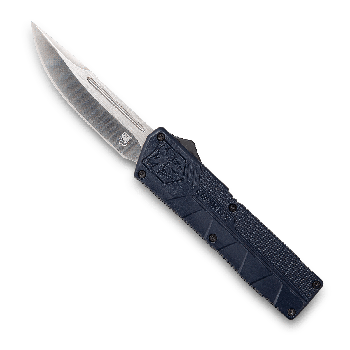 CobraTec Knives NYCTLWDNS Lightweight3.25" OTF Drop Point Plain D2 Steel Blade/NYPD Blue Aluminum Handle Includes Pocket Clip