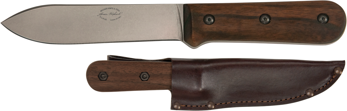 Ka-Bar BK62 Becker Kephart 5.13" Drop Point Plain 1095 Cro-Van Walnut Handle Fixed