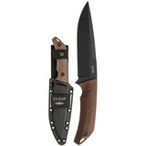 Ka-Bar 7503 Jarosz Turok 6.25" Fixed Clip Point Plain Black 1095 Cro-Van Blade Brown Ultramid Handle Includes Sheath