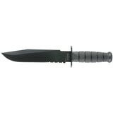 Ka-Bar 1271 Fighter8" Fixed Clip Point Part Serrated Black 1095 Cro-Van Blade/Black Kraton G Handle Includes Sheath