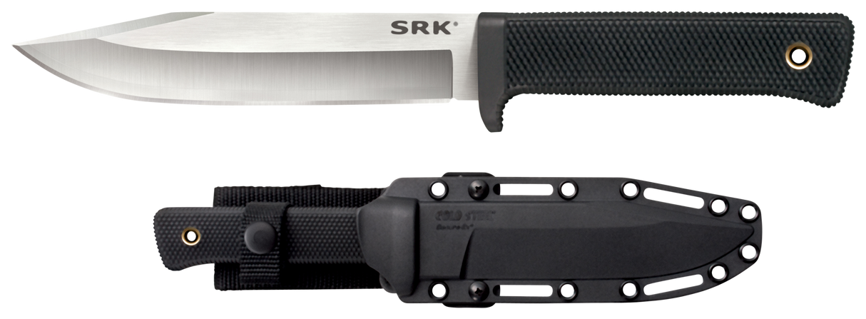 Cold Steel CS35AN San Mai SRK 6" Fixed Plain Satin VG-10 San Mai Blade/Black Checkered w/Finger Guard Kray-Ex Handle