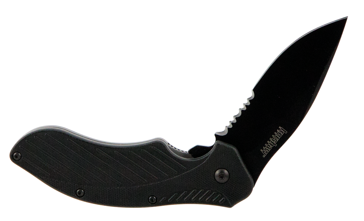 Kershaw 1605CKTST Clash3.10" Folding Drop Point Part Serrated Black Oxide 8Cr13MoV SS Blade Black Glass-Filled Nylon Handle Includes Pocket Clip