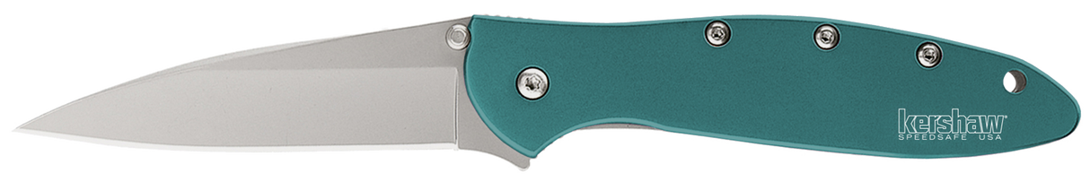 Kershaw 1660TEAL Leek3" Folding Drop Point Plain Bead Blasted 14C28N Steel Blade Teal Anodized Aluminum Handle Includes Pocket Clip