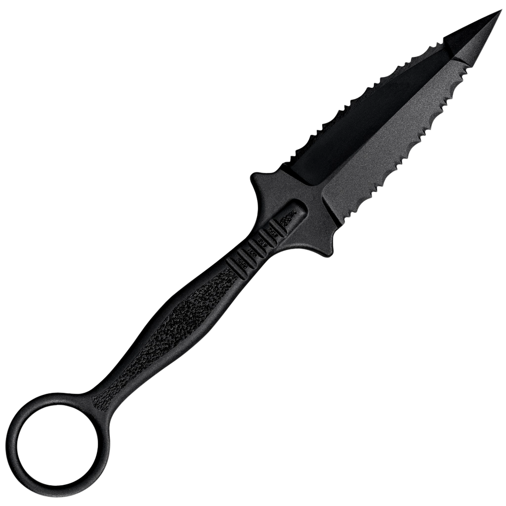 Cold Steel CS92FR FGX Ring Dagger 3.50" Fixed Serrated Dagger Black Griv-Ex Blade/Black w/Molded Ring Griv-Ex Handle