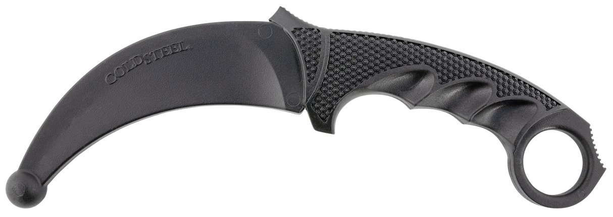 Cold Steel CS92R49 Karambit Rubber Trainer 4" Fixed Plain Black Santoprene Blade/Black Deep Checkered w/Ring Pommel Santoprene Handle