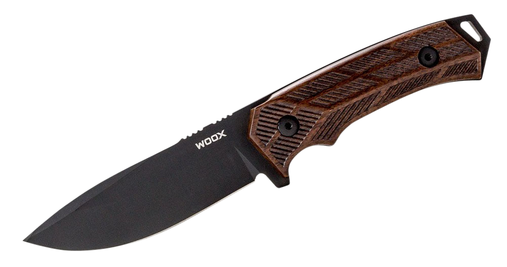 Woox BUKNF00102 Rock 624.25" Fixed Plain Black Mil-Spec Sleipner Steel Blade Checkered Walnut Handle