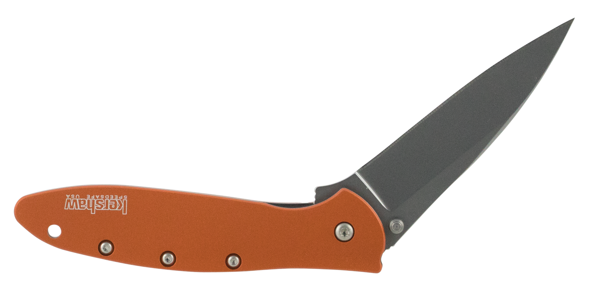 Kershaw 1660OR Leek3" Folding Drop Point Plain Bead Blasted 14C28N Steel Blade Orange Anodized Aluminum Handle Includes Pocket Clip