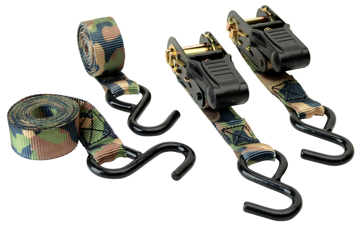 HME RS4PK Camouflage Ratchet Tie Down Straps Camouflage 4 Pack