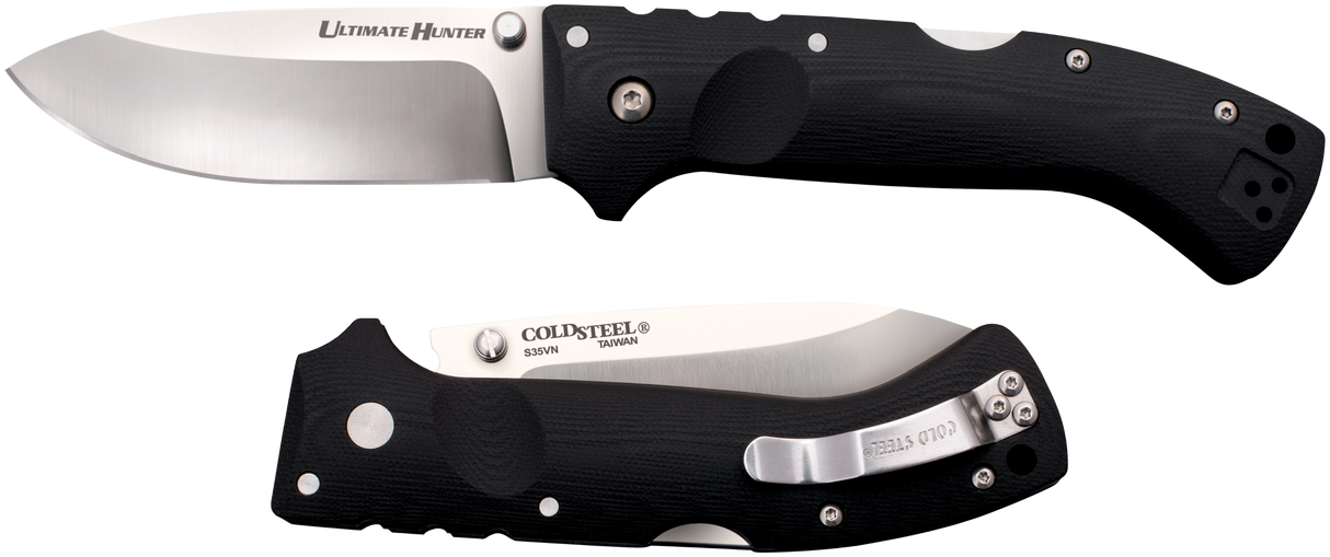 Cold Steel CS30U Ultimate Hunter3.50" Folding Drop Point Plain American S35VN Blade/5" Black G10 Handle Includes Belt Clip