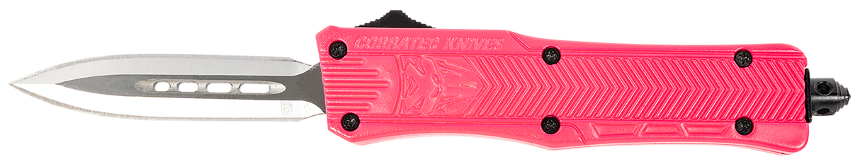 CobraTec Knives SPKCTK1SDAGNS CTK-1Small 3.75" OTF Dagger Plain D2 Steel Blade/Pink Aluminum Handle Features Glass Breaker Includes Pocket Clip