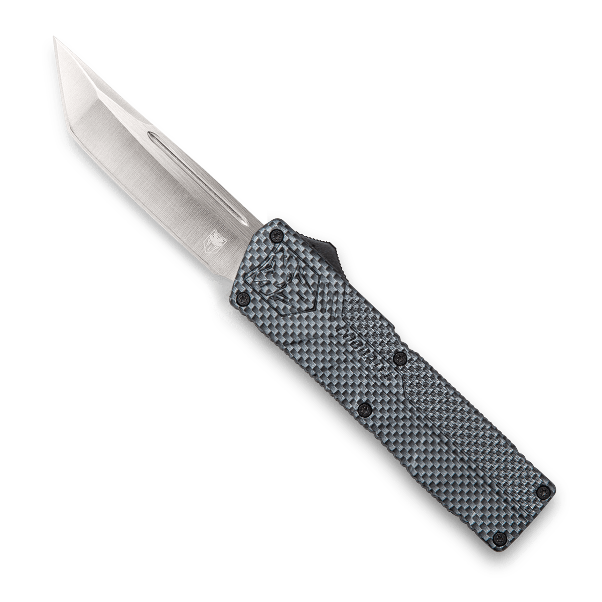 CobraTec Knives CFCTLWTNS Lightweight3.25" OTF Tanto Plain D2 Steel Blade/Carbon Fiber Aluminum Handle Includes Pocket Clip