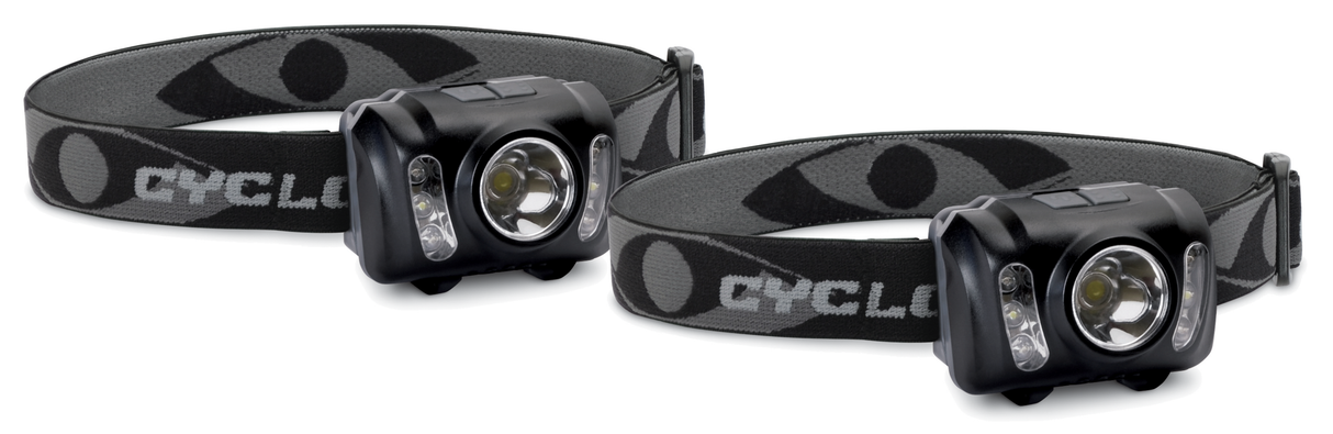 Cyclops CYCHL2102PK Headlamp210 Lumens White Red/Green/White LED Bulb Black 2 Pack