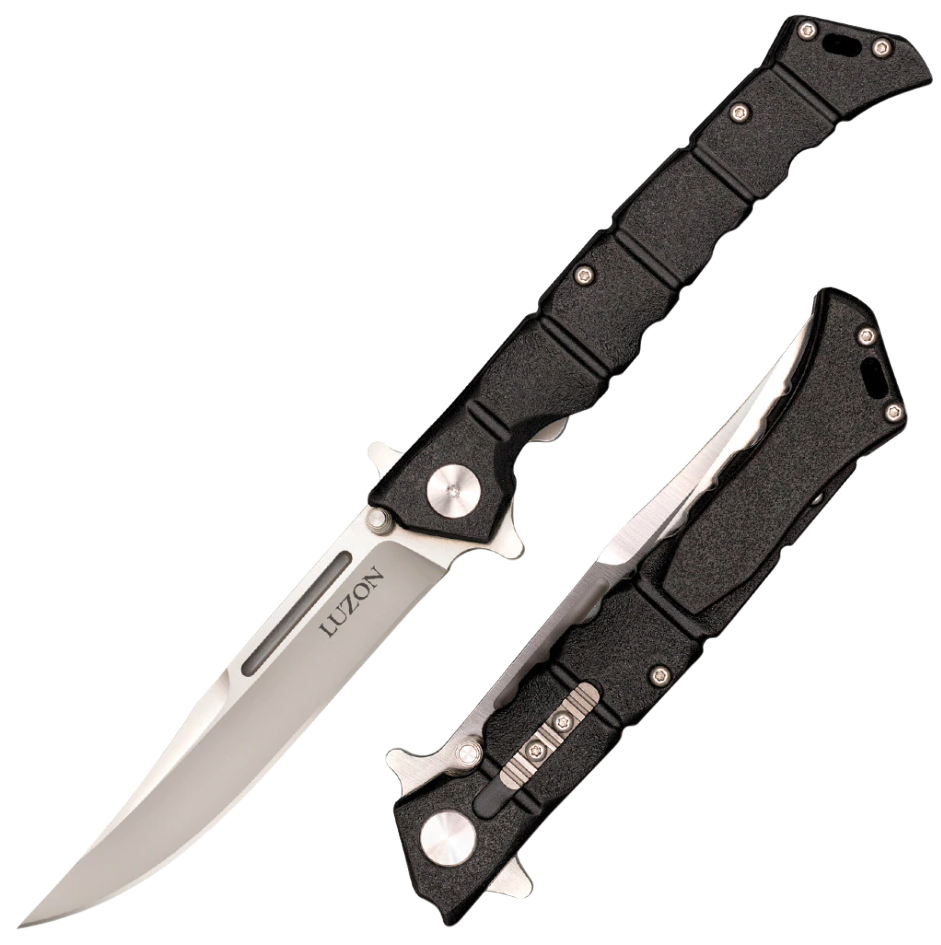 Cold Steel CS20NQL LuzonMedium 4" Folding Clip Point Plain 8Cr13MoV SS Blade/Black GFN Handle Features Safety Switch Includes Pocket Clip