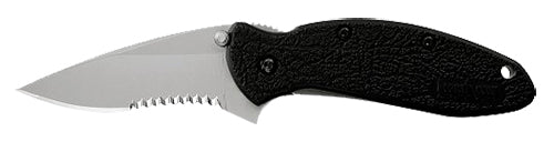 Kershaw 1620ST Scallion2.40" Folding Drop Point Part Serrated Bead Blasted 420HC SS Blade Black Glass-Filled NylonHandle Includes Pocket Clip