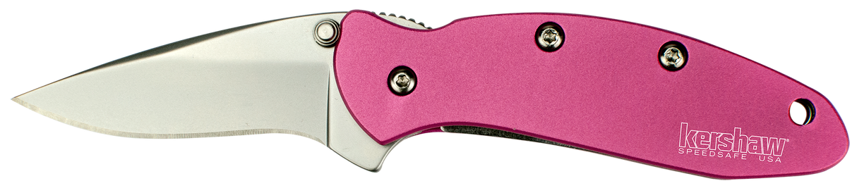 Kershaw 1600PINK Chive1.90" Folding Drop Point Plain Bead Blasted 420HC SS Blade Pink Anodized Aluminum Handle Includes Pocket Clip