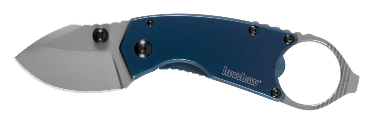 Kershaw 8710 Antic1.70" Folding Drop Point Plain Bead Blasted 8Cr13MoV SS Blade Blue PVD Stainless Steel Handle Includes Pocket Clip