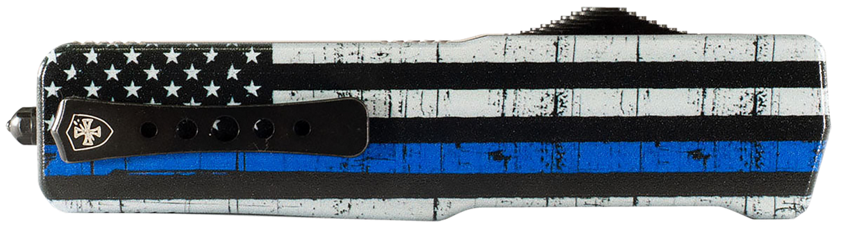 Templar Knife MABTB12 Premium Lightweight Slim 3.16" OTF Dagger Plain Black Oxide Stonewashed Powdered D2 Steel Blade/4.93" Black & White w/Blue Line Anodized Aluminum Handle