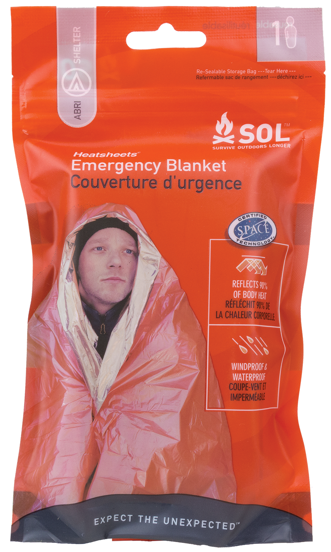 Survive Outdoors Longer 01401222 SOL Emergency Blanket Warmth Waterproof Orange Metalized Polyethylene