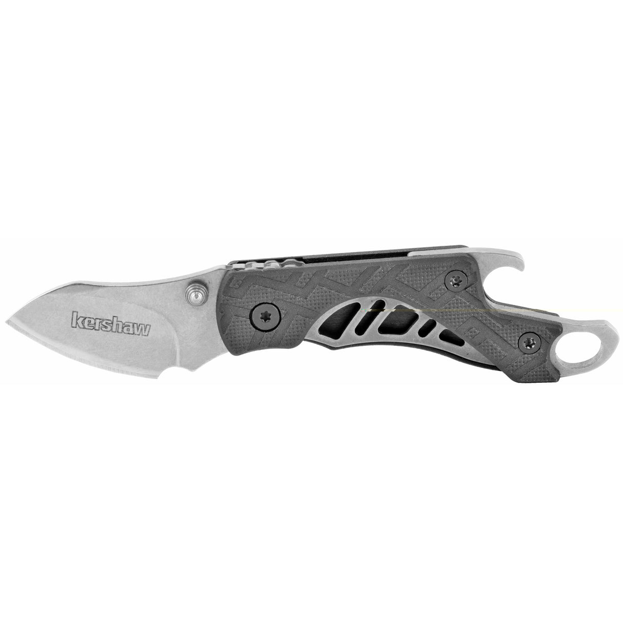 Kershaw 1025X Cinder1.40" Folding Drop Point Plain Stonewashed 3Cr13MoV SS Blade Black Glass-Filled Nylon Handle Includes Key Ring