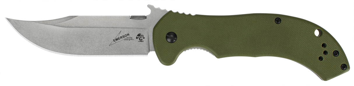 Kershaw 6030 CQC 10K 3.50" Folding Bowie Plain Stonewashed 8Cr14MoV SS Blade Olive Green G10/SS Handle Includes Pocket Clip