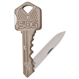 S.O.G SOGKEY102CP Key1.50" Folding Plain Drop Point Satin 5Cr13MoV SS Blade/ Brass Stainless Steel Handle