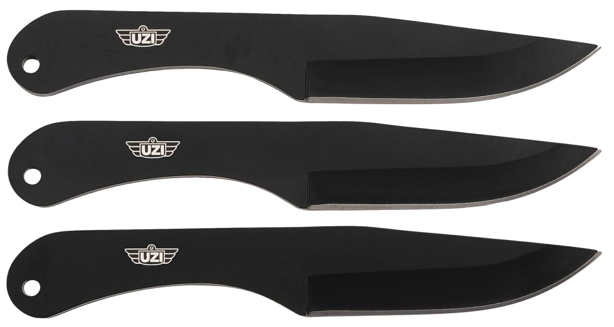 Uzi Accessories UZKTRW004 Throwing Knives IV Three, 8.25" Plain Black Stainless Steel