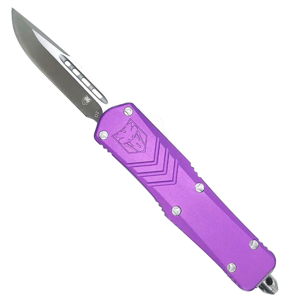 CobraTec Knives SPURFSXSDNS FS-XSmall 2.50" OTF Plain D2 Steel Blade/Purple Anodized Aluminum Handle Features Glass Breaker Includes Pocket Clip