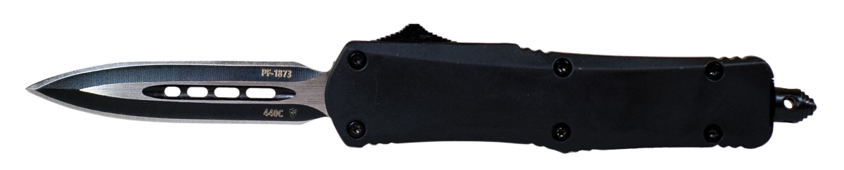 Templar Knife SBR131 Black Rubber Gen II Small 2.69" OTF Dagger Plain Black Oxide Stonewashed 440C SS Blade/ 4.31" Black Rubber/Aluminum Handle Features Glass Breaker Includes Pocket Clip/Sheath