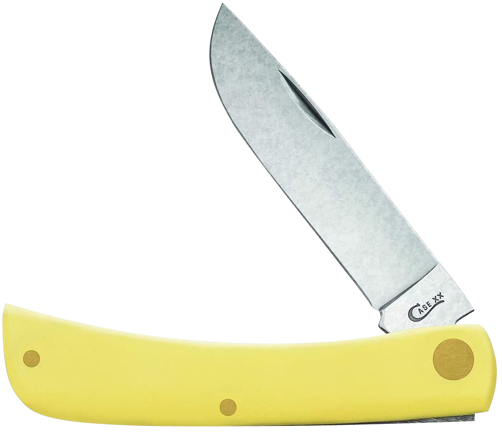 Case 00032 Sod Buster Jr.2.80" Folding Skinner Plain Tumble Polish Chrome Vanadium Steel Blade/Yellow Synthetic Handle