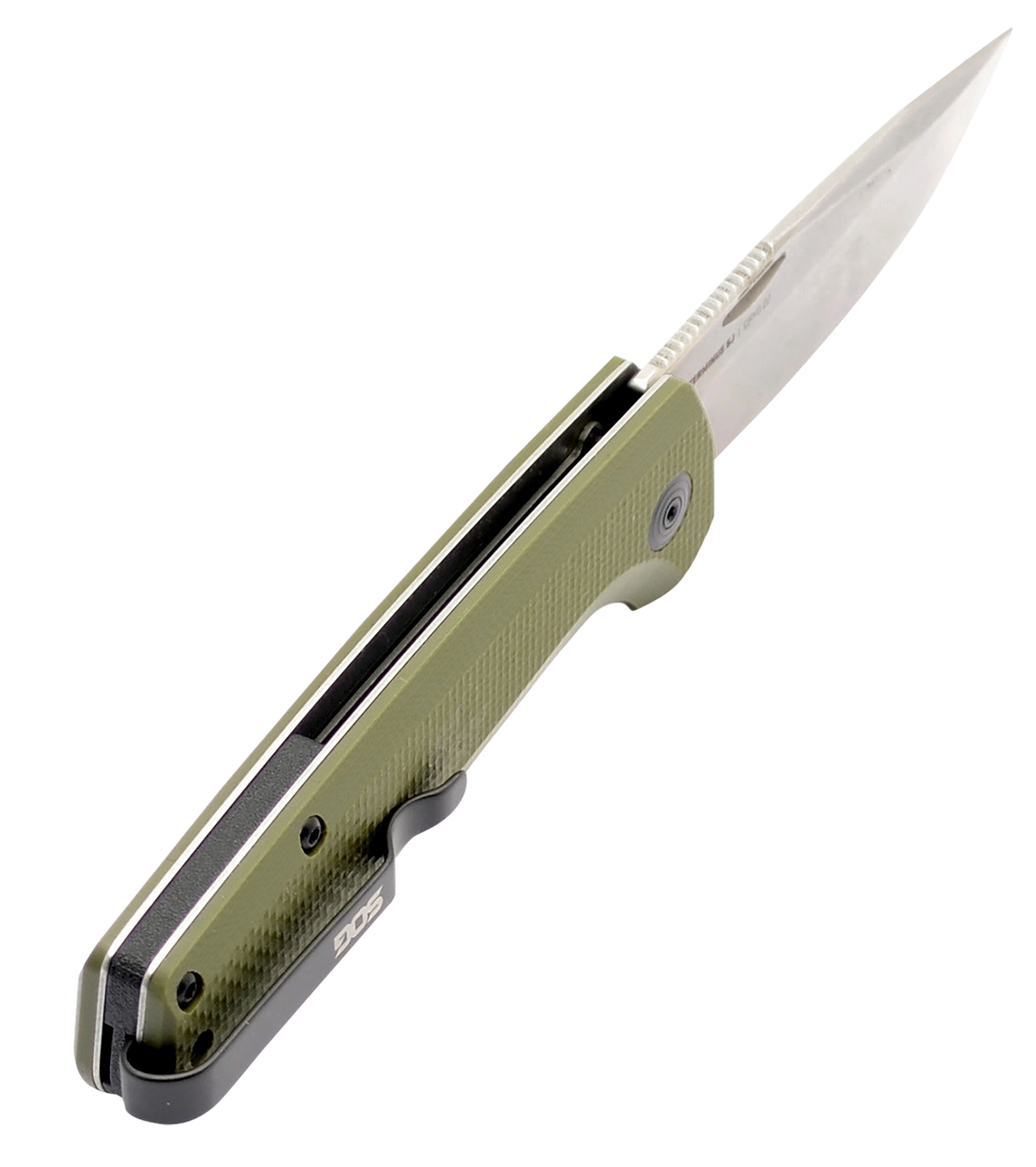 S.O.G SOGTM1004BX Terminus SJ 2.90" Folding Clip Point Plain Stonewashed Cryo D2 Steel Blade/OD Green Textured G10 Handle Includes Belt Clip