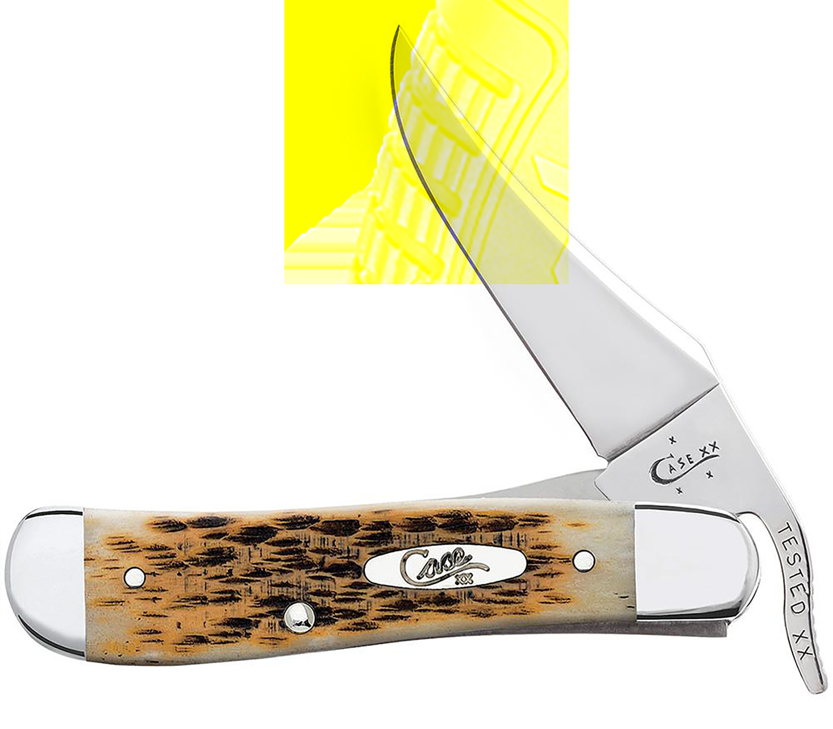 Case 02606 RussLock2.70" Folding RussLock Clip Plain Mirror Polished Tru-Sharp SS Blade/Peach Seed Jigged Amber Bone Handle