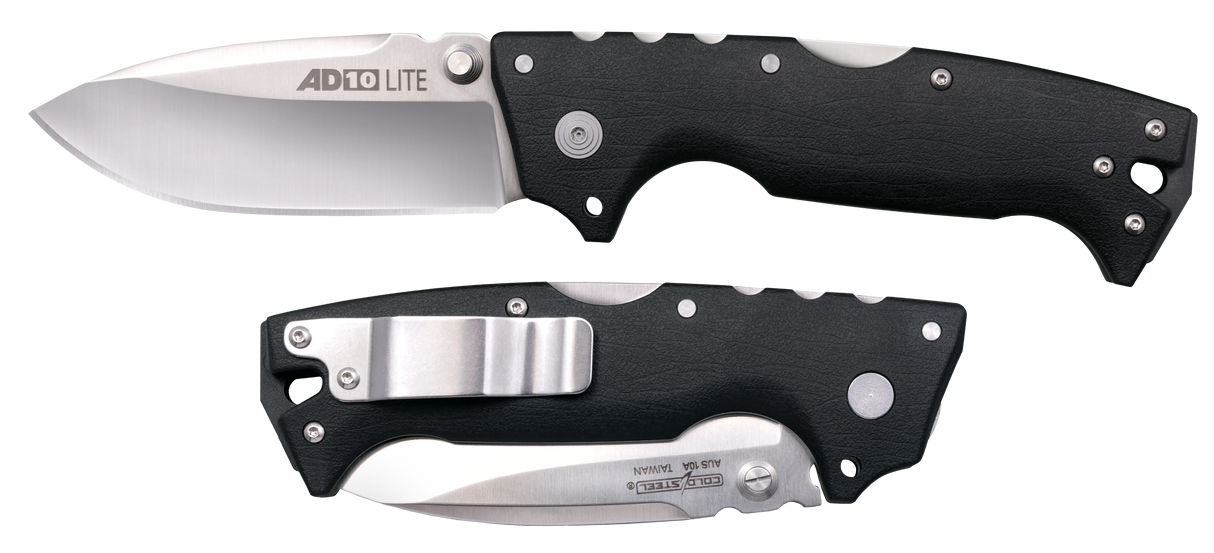 Cold Steel CSFLAD10 AD-103.5" Folding Drop Point Plain Stonewashed S35VN SS Blade/Black GFN Handle Includes Belt Clip