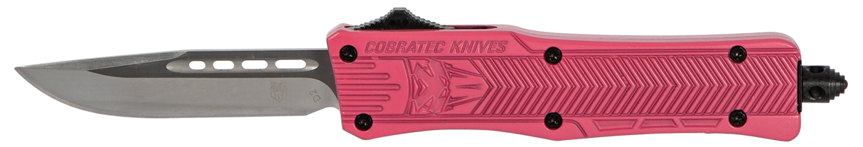 CobraTec Knives SPKCTK1SDNS CTK-1Small 2.75" OTF Drop Point Plain D2 Steel Blade/Pink Aluminum Handle Features Glass Breaker Includes Pocket Clip