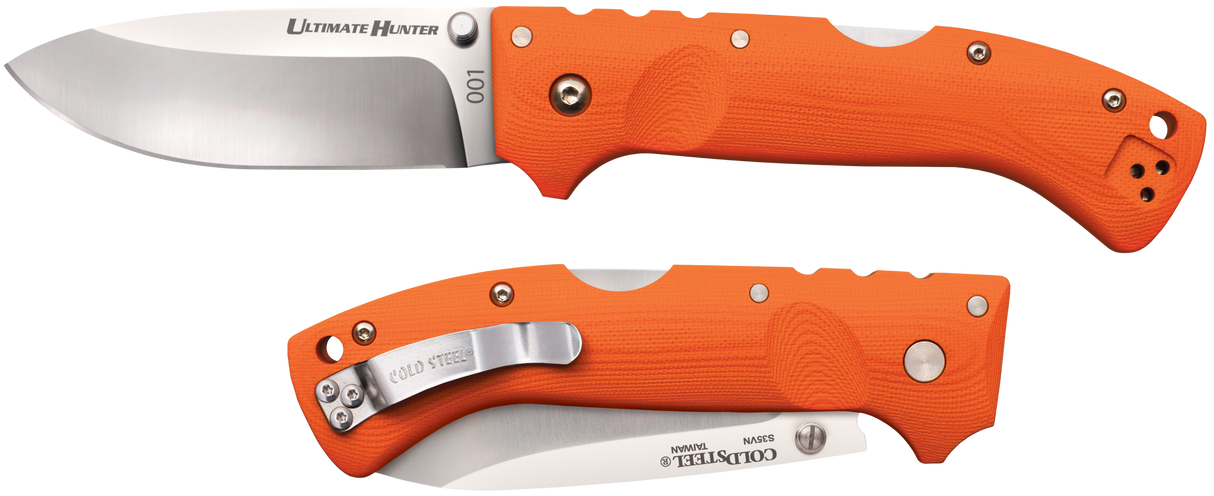 Cold Steel CS30URY Ultimate Hunter3.50" Folding Drop Point Plain American S35VN Blade/5" Orange G10 Handle Includes Belt Clip