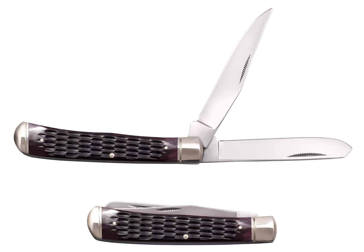 Cold Steel CSFLTRPRJ Trapper3" Folding Clip/Spey Plain 8Cr13MoV SS Blade/Brown Jigged w/Polished Bolsters Bone Handle