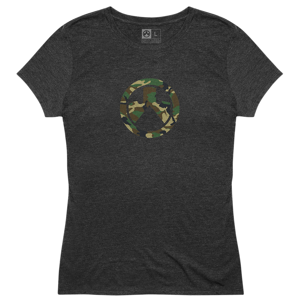 Magpul MAG1224-011-3XL Woodland Camo Icon Women's Charcoal Heather Cotton/Polyester/Rayon Short Sleeve 3XL