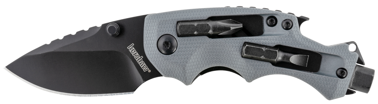 Kershaw 8720 Shuffle DIY 2.40" Folding Drop Point Plain Black Oxide 8Cr13MoV SS Blade Gray Glass-Filled Nylon Handle Includes Pocket Clip