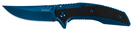 Kershaw 8320 Outright3" Folding Trailing Point Plain Blue PVD 8Cr13MoV SS Blade Black/Blue G10/SS Handle Includes Pocket Clip