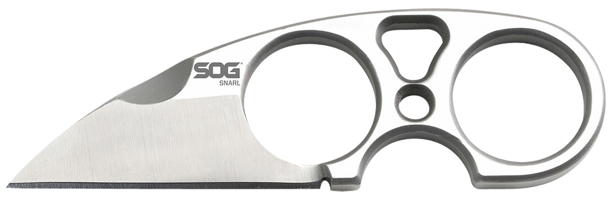 S.O.G SOGJB01KCP Snarl2.30" Fixed Plain Sheepsfoot Satin 9Cr18MoV SS Blade/ Silver Stainless Steel Handle