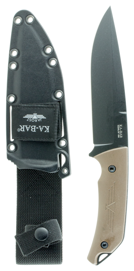 Ka-Bar 7503 Jarosz Turok 6.25" Fixed Clip Point Plain Black 1095 Cro-Van Blade Brown Ultramid Handle Includes Sheath