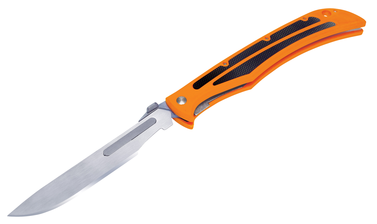 Havalon Baracuta-Blaze 4.375" Stainless Steel Blade, Blaze Orange ABS Handle