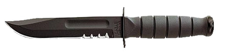 Ka-Bar 1257 Short Fight/Utility 5.25" Fixed Clip Point Part Serrated Black 1095 Cro-Van Blade Black Kraton G Handle