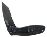 Kershaw 1670TBLKST Blur3.40" Folding Tanto Part Serrated Black DLC 14C28N Steel Blade Black Anodized Aluminum Handle Includes Pocket Clip