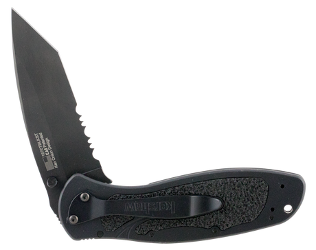 Kershaw 1670TBLKST Blur3.40" Folding Tanto Part Serrated Black DLC 14C28N Steel Blade Black Anodized Aluminum Handle Includes Pocket Clip