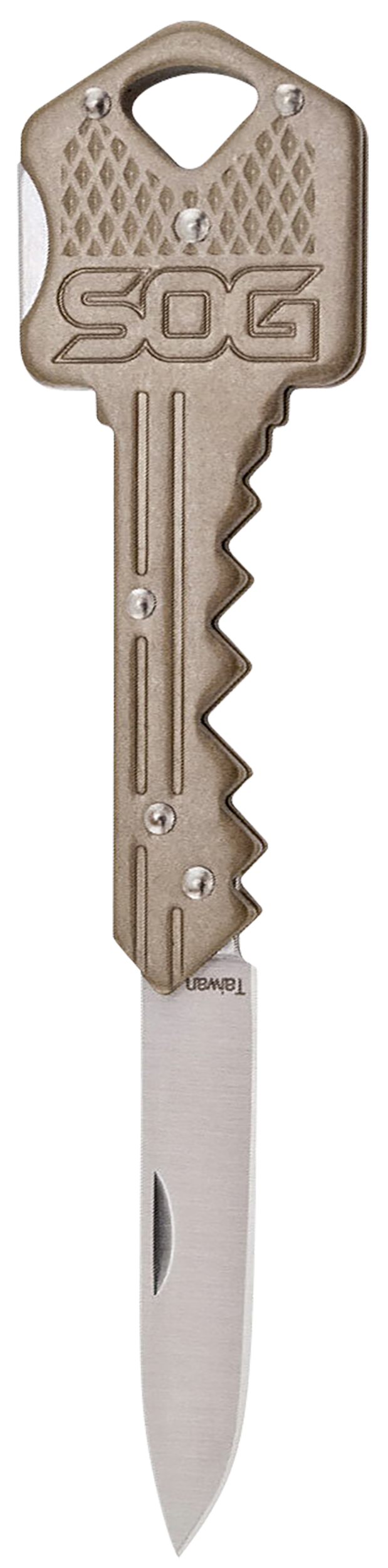 S.O.G SOGKEY102CP Key1.50" Folding Plain Drop Point Satin 5Cr13MoV SS Blade/ Brass Stainless Steel Handle