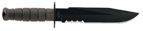 Ka-Bar 1271 Fighter8" Fixed Clip Point Part Serrated Black 1095 Cro-Van Blade/Black Kraton G Handle Includes Sheath